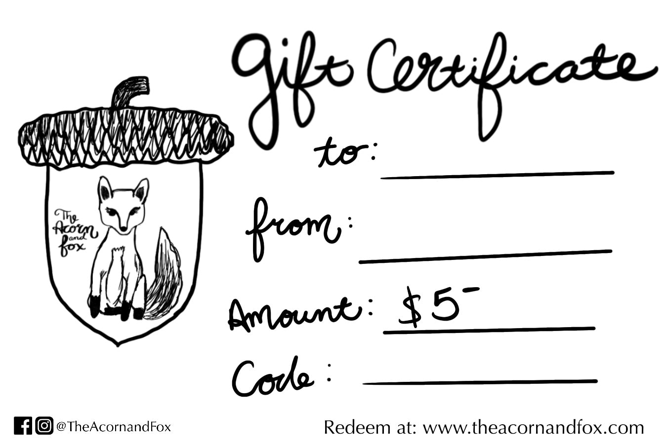 The Acorn and Fox Gift Card