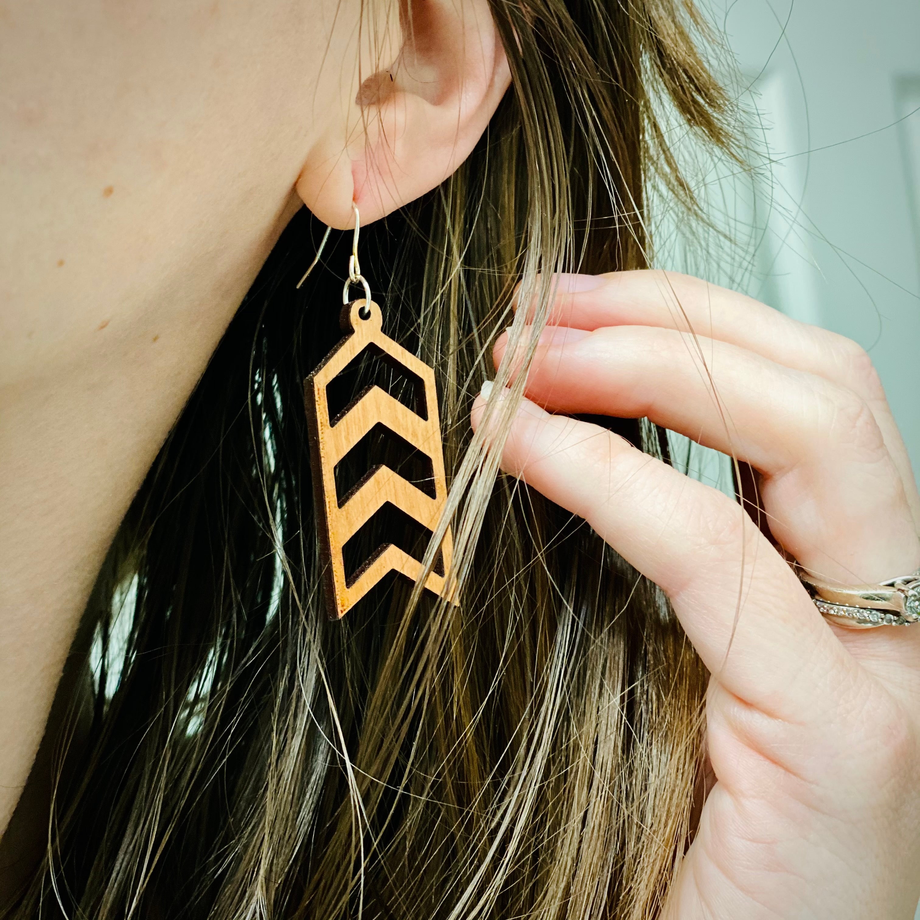 Wood Chevron Earring