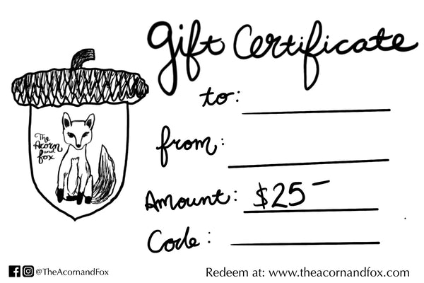 The Acorn and Fox Gift Card