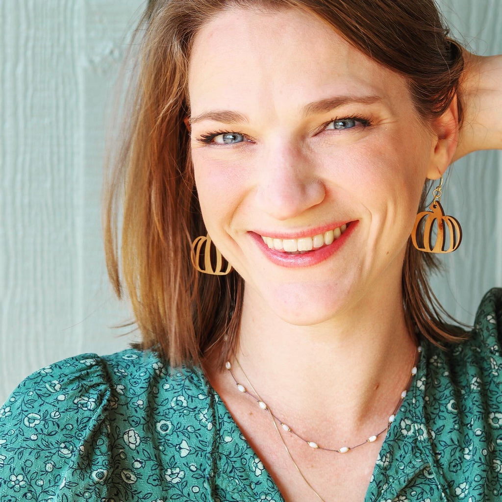Wood Pumpkin Fall Earrings
