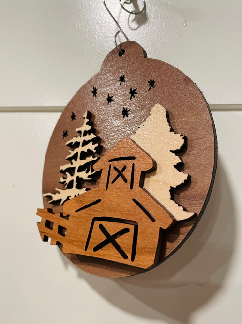 Barn Scene 3D Ornament