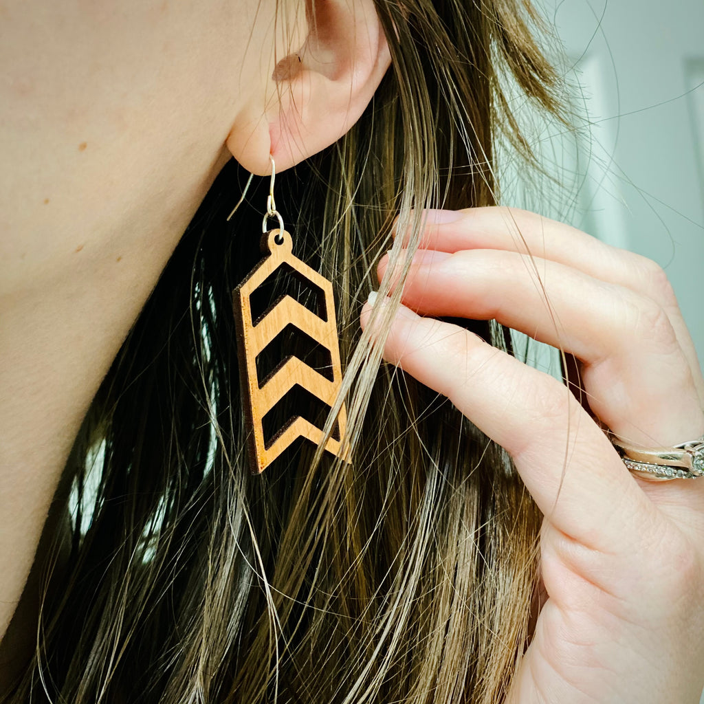 Wood Chevron Earring