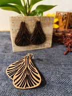 Wood Fan Dangle Earrings