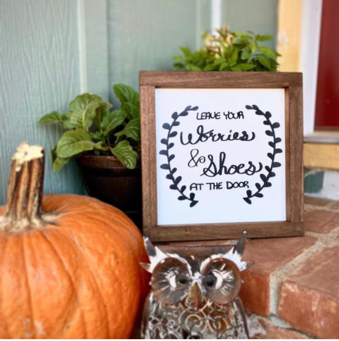 Small Leave Your Worries and Shoes Behind Sign