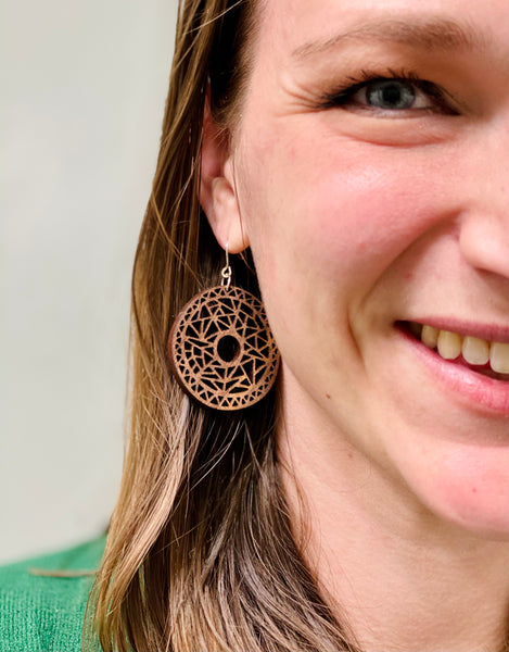 Wood Kaleidoscope Earrings