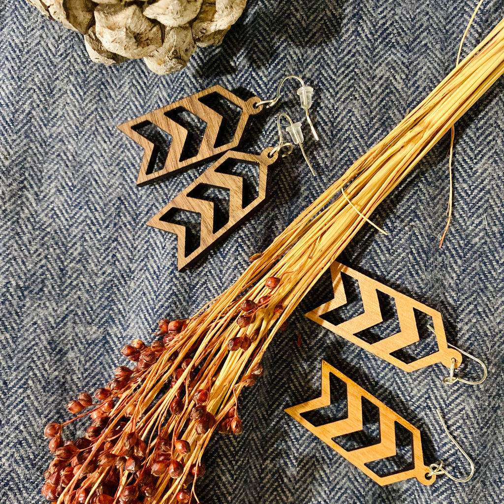 Wood Chevron Earring